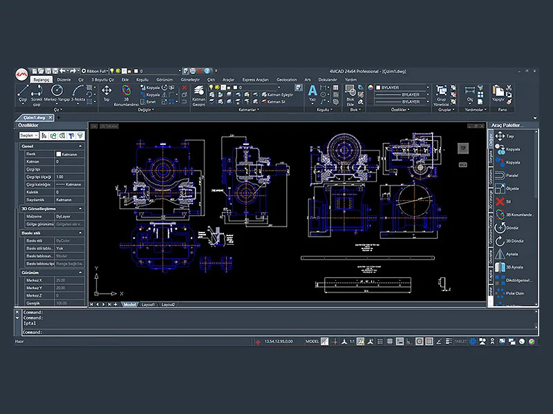 4MCAD - Autocad Alternatifi Çok Amaçlı Çizim Yazılımı - DWG, DXF Tam Tasarım - Ömür Boyu Lisans - Türkçe